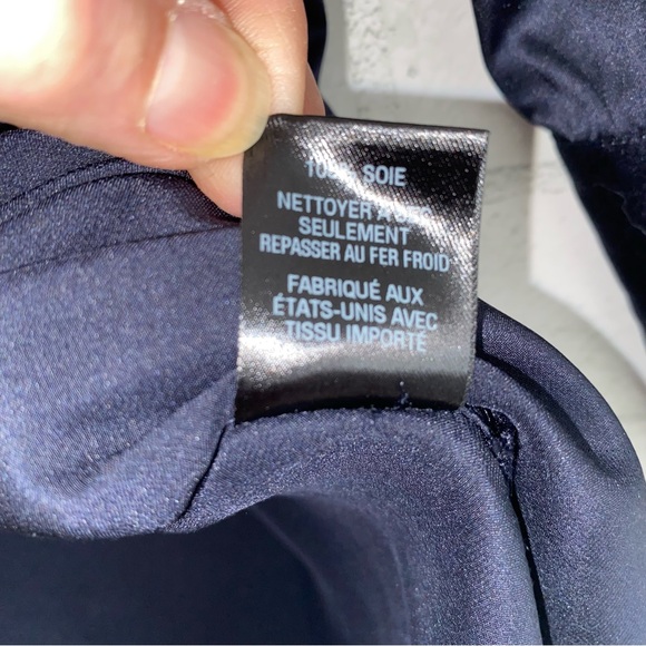 NILI LOTAN $990 Silk Navy Blue Tie Neck Mini Shirt Dress Small EUC - Picture 10 of 16